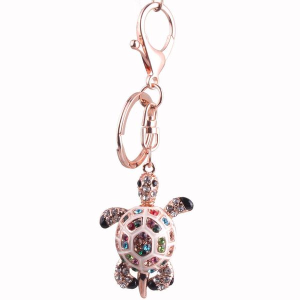 Llaveros Lanyards Animales marinos creativos Diamante de imitación El ojo del diablo Pequeña tortuga Llavero Bolso femenino Colgante Regalo Entrega de la gota Fashio