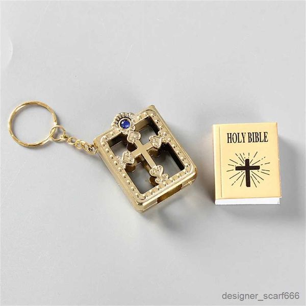 Keychains Lonyards Creative Mini Holy Bible Keychain Religieux Jésus Livre Course Courseaux Bijoux pour amis Souvenirs chrétiens Pendant