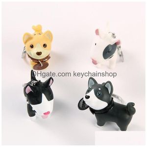 Keychains Lanyards Creative Puppy Keychain Party Gift Backpack Key Pendant voor familie en vrienden Dog Ring met doos met 12 Styles D DHB10