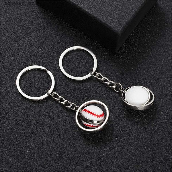 Porte-clés Longes Creative Rotatif Mini Boule Porte-clés En Caoutchouc Basket-Ball Football Rugby Porte-clés Sport Pendentif pour Hommes Sac Ornements Fans DIY Cadeau R231201