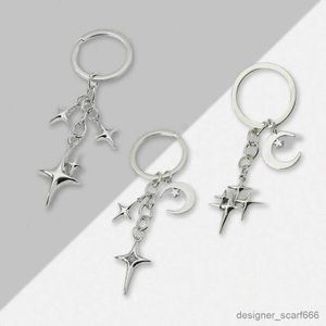 Keychains Lanyards Creative Star Moon Keychain Y2K Style Metal Celestial Pendant Pendant Key Ring pour les femmes Bags Charme Céde Accessoires Clé Amitié Cadeau