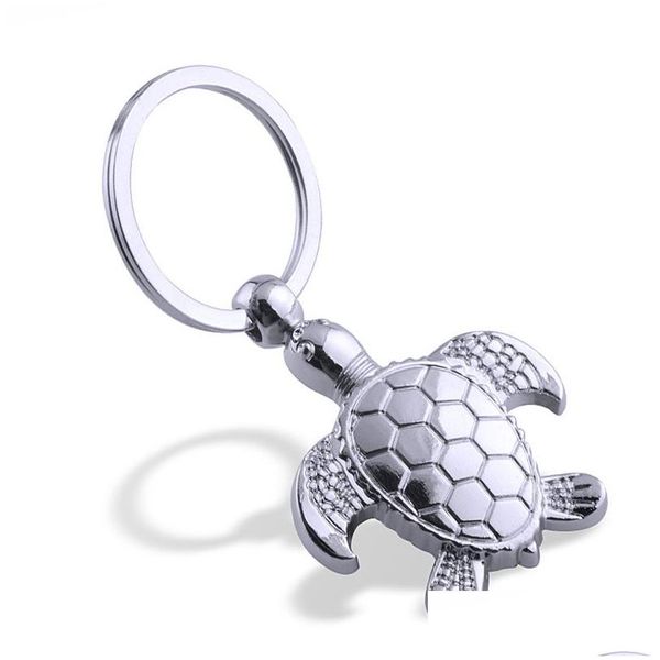 Keychains Lanyards Creative Tortoise Metal Keynchain Lovely Animal Pendant Birthday Gift Drop Livrot accessoires de mode Dhopb