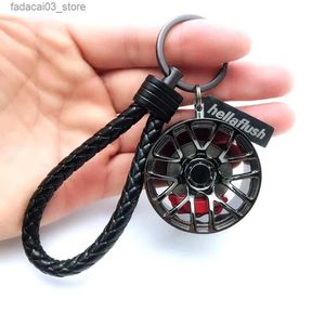 Keychains Lanyards Creative Turbo Hub Keychain Mini Meatl Auto Parts Pending Key Ring Men Regalos de llave de automóvil Q240201