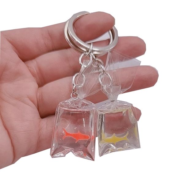 Porte-clés Longes Créativité Miniature Résine Poisson Rouge Porte-clés Charmes Petit Poisson dans le Sac D'eau Pendentif DIY Porte-clés Accessoires De Mode 2zd6 I2OJ