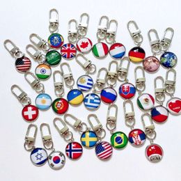 Keychains Lonyards Cross Brorder Small Commodities, European and American Foreign Trade World Cup Keychain, Football Flag Pendant, Metal Inneildless Steel Gift PE