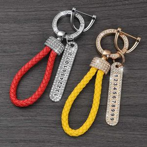 Keychains Lanyards Crystal Lek Proof Luxury lederen sleutelhanger damesheren Mens autohouder telefoonnummer label sieraden Q240403