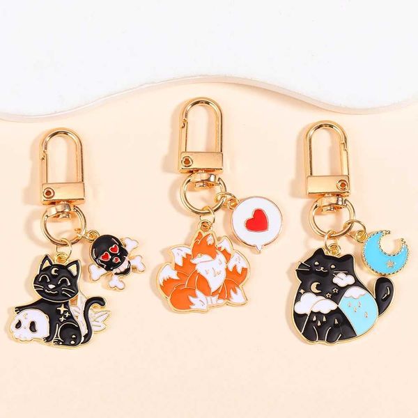 Keychains Lanyards lindos artamelia de llave caricatura gato fox colgante keyholder keychain keychain bags bag k key alenpeleo de auriculares Regalo Q240403