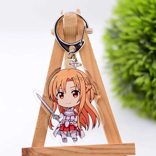 Llaves de llaves lindo anime keychain sword arte en línea figuras de dibujos animados arcylic keyrings kawaii accesorios de cadena de llaves