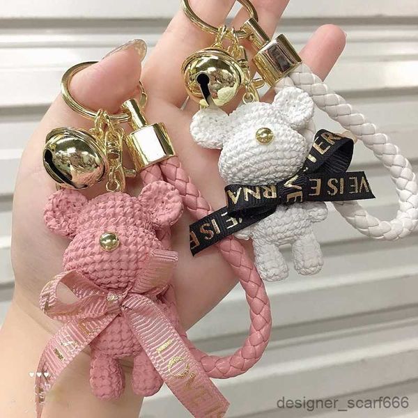 Keychains Lonyards mignon ours clés de la chaîne clé résine Bel Bell lapin Keychain Tisage Fashion Doll Sac pendentif Car Clean Animal Car Cédeaux pour les filles