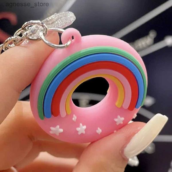 Porte-clés Longes Mignon Donut Porte-clés Dessin Animé Imitation Alimentaire Porte-clés pour Filles Étudiant Sac À Dos Pendentif Voiture Ornement Accessoires De Fête R231201