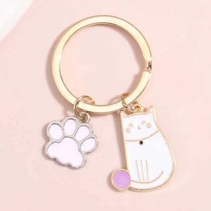 Languinales Lanes de llavero Lindo llavero Cat Pet Paw Anillo de llave Fuíbles de animales Cadenas para mujeres Accesorios de bolsos para hombres Regalos de joyería hechas a mano Q240403