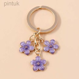 Porte-clés longes mignon émail porte-clés coloré Sakura fleur porte-clés doux porte-clés pour femmes filles sac à main accessoires bricolage bijoux cadeaux ldd240312