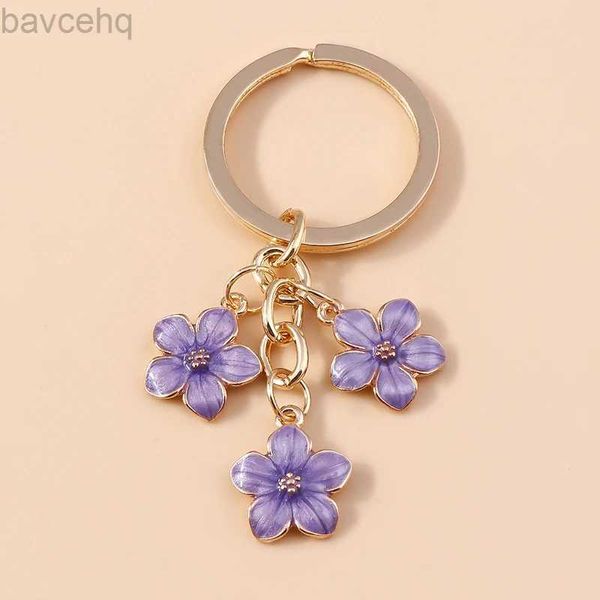 Llaves de llavero lindo esmalte llavero colorido sakura flor anillo llave de llave dulce para mujeres accesorios de bolsos de bolsos regalos de joyería de bricolaje D240417