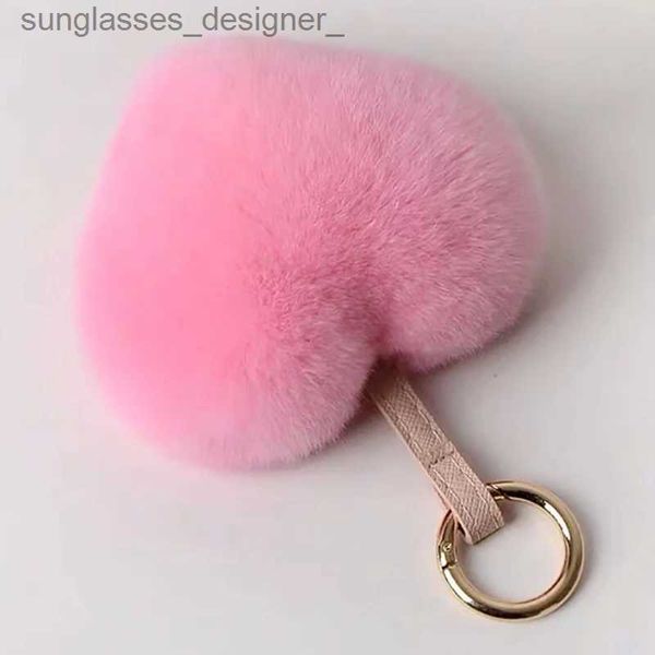 Porte-clés longes mignon moelleux réel Rex lapin boule de fourrure pompon doux véritable fourrure porte-clés en métal anneau pendentif sac charme pour femmes accessoires cadeau L231115