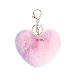 Keychains Lonyards mignon amour coeur pom pompon kelechain amoureusement bobbles moelleux pompom key chaîne keyring for girl sac voitures clés pendentif pendentif