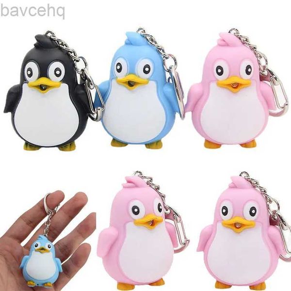 Llaves de llaves lindo pingüino llaging led antorcha con luz luminosa keyfob para niños regalo divertido keyholder de animal fashlight keychain D240417