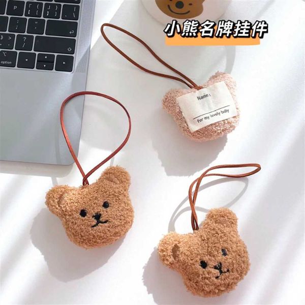 Keychains Lanyards mignon en peluche ours kechain kawaii name label carton moelleux pendentif carphone clés écouteurs bijoux décoratifs Q240403