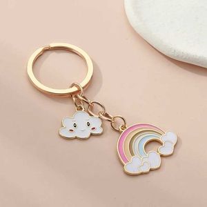 Keychains lanyards schattige regenboogwolk Keychain Smile Face Key Ring Email Kettingen voor vrouwen Girls Handtas Accessorie Diy Handgemaakte sieraden Gifts Q240403