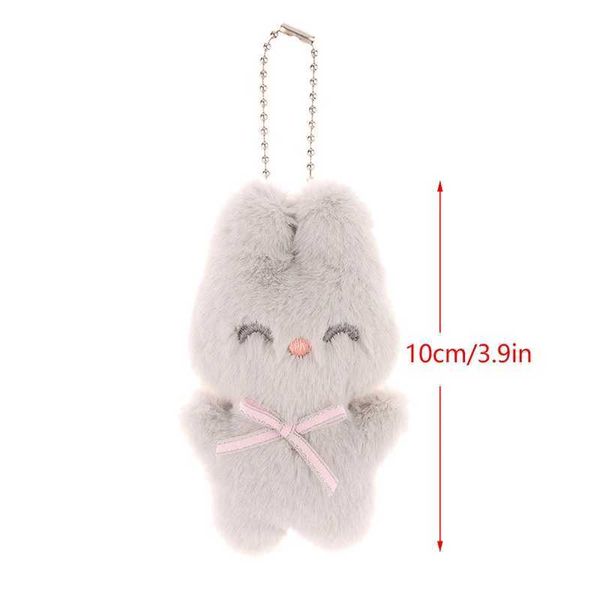 Keychains Lonyards mignon plis de lapin en peluche dessin anonyme de bunny pendant doux en peluche en peluche portefeuille sac à dos sac de voitures clés décor anneau cadeau