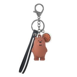 Porte-clés longes mignon trois animaux ours poupée porte-clés dessin animé Anime nous nu femmes sac de voiture pendentif ceinture bibelots porte-clés Porte Clef UTI7