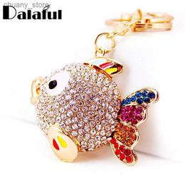 Keychains Lanyards Dalaful Colorful Crystal Tail Fish Pez Goldfish Bagbag Llaveros Llaveros Llave de llave Purse de bolsas para mujeres K252 Y240417