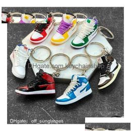 Sleutelhangers Lanyards Designer 83 stijlen 3D basketbalschoenen sleutelhanger stereoscopische sneakers voor vrouwen tas hanger mini sportschoen Keyrin Dhztu