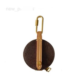 Porte-clés longes de marque de styliste en cuir, vieux motif circulaire zéro portefeuille pendentif mignon sac d'écouteurs voiture porte-clés cadeau D3OB