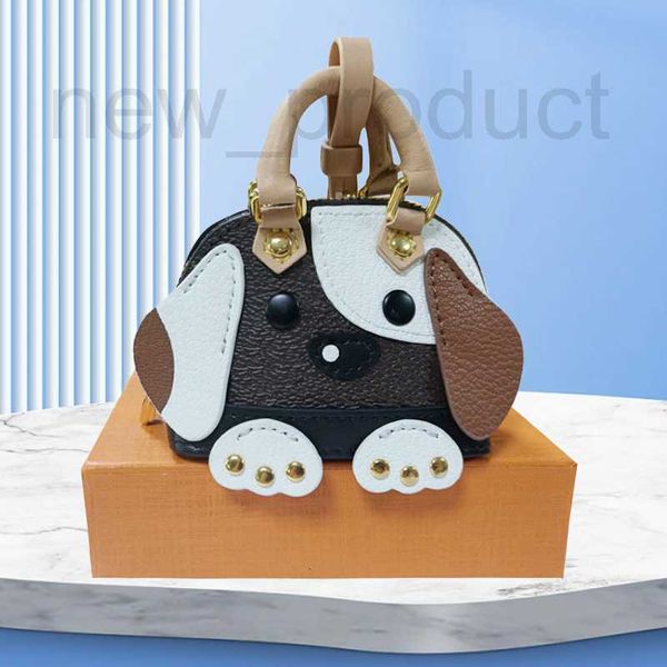 Porte-clés Longes Designer Marque Cuir Vieille Fleur Shell Grande Oreille Chien Poupée Pendentif Dessin Animé Chien Porte-clés Dessin Animé Zéro Portefeuille U9CD