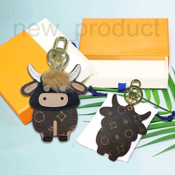 Porte-clés longes en cuir de marque de styliste, pendentif Yak, vieille fleur, cheveux de vache, sac de voiture, poupée, jouet, décoration ZENE