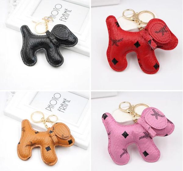 Porte-clés Longes Designer Animal de Bande Dessinée Petit Chien Créatif Porte-clés Accessoires Porte-clés PU En Cuir Lettre Modèle Voiture Porte-clés Bijoux Cadeaux Accessoires