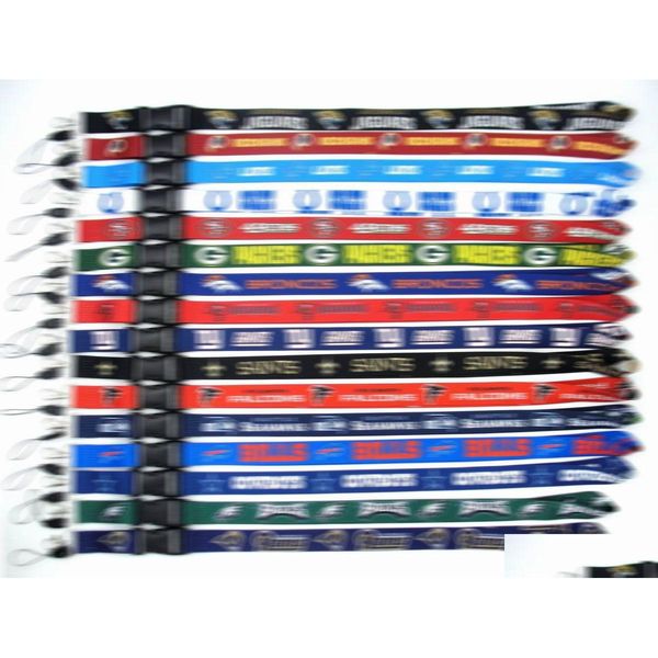 Porte-clés Lanyards Designer Porte-clés FashionAmerican Football Team Hommes Sport Téléphone portable Lanyard cou suspendu pour clés carte d'identité Empl Dhsyd