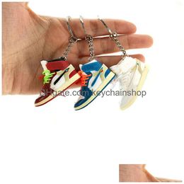 Keychains Lanyards Designer Mini Sneaker Keychain 3D Party Basketball Shoes Key Chain Decoratieve hanger Birthday Gift Drop Delive DHZTG