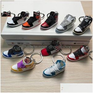 Porte-clés Lanyards Designer Trois-Nsional Basketball Chaussures Porte-clés 3D Chaussure Moule Couple Sac Pendentif Accessoires Voiture Porte-clés Clé Han Dhmsg