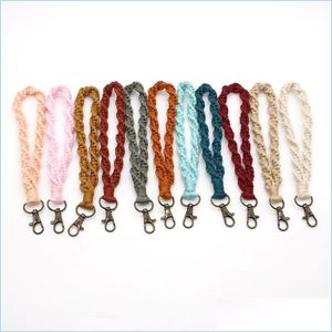 Porte-clés Longes Dhs Boho Sac Accessoires Rame Bracelet Porte-clés Poignet Lanière Sangle Porte-clés Bracelet Couleur Assortie Rames Brai Dhhgs