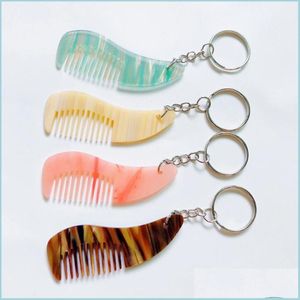 Keychains lanyards DHS mini -acetaat kammen draagbare mannen vrouwen reizen sleutelhangers haarborstel luipaard print styling accessoires decorat dhpy8