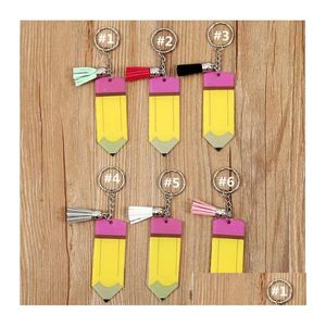 Porte-clés Longes DIY Acrylique Crayon Blanc Porte-clés Gland Pendentif Lage Décoration Porte-clés Pour Enseignants Cadeau Porte-clés Drop D Dhyhs