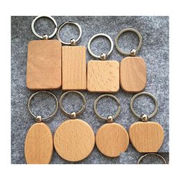Keychains Lanyards Diy Blank Wooden Keynchain Rec carré cardiaque rond en forme d'ovale en bois de clé Key Chain Business Gift DHS D274LR DROP DHY8I
