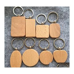 Sleutelhangers Lanyards Diy Blanco Houten Sleutelhanger Rec Vierkant Rond Hartvormig Ovaal Hout Sleutelhanger Ring Relatiegeschenk Dhs D274Lr Drop Dhy8I