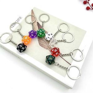 Keychains Lanyards DND D20 Resin Dice Charm Keychain Handmade RPG Game Dragon and Dungeon Christmas Gift Keyring Q240403