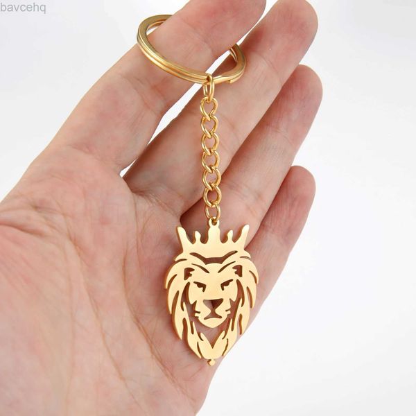 Keychains Lanyards DreamTimes Fashion Hollow Out Punk Lion Keychain Animal Car Accessoires Fashion Jewelry Gifts D240417