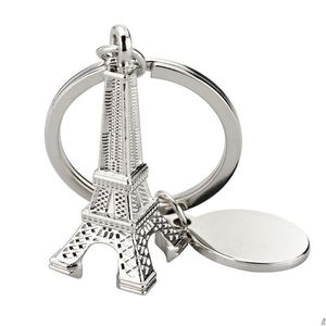 Porte-clés longes tour Eiffel porte-clés en métal cadeau créatif porte-clés accessoires de mode Logo personnalisé livraison directe Dhaw3