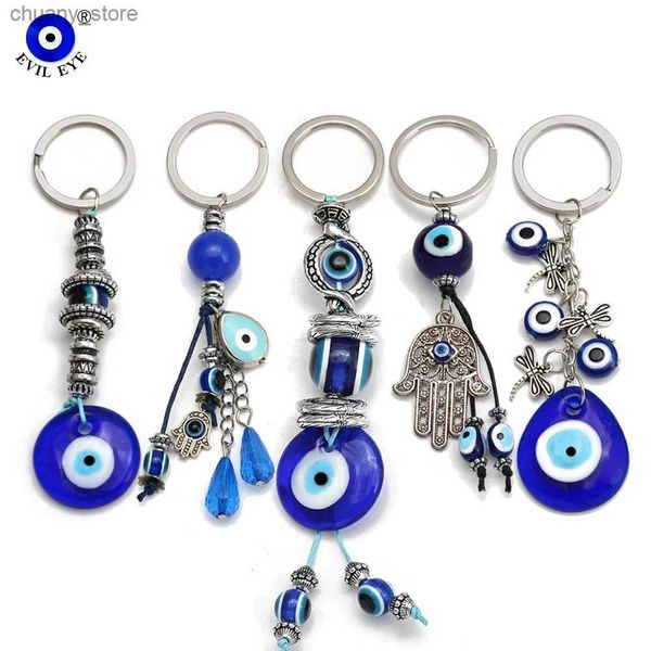 Keychains Lonyards Evil Eye Glass Blue Evil Eye Keychain ALLIAG FATIMA Hand Butterfly Pendant