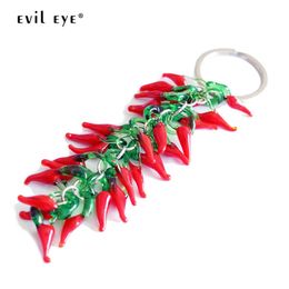 Porte-clés Longes Evil Eye Glass Red Pepper Porte-clés Argent Couleur Porte-clés Sac à main Chili Porte-clés Porte-clés Bijoux de mode pour femmes hommes Le245 T221006