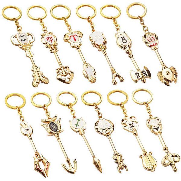 Keychains Lanyards Fairy Tail Lucy Zodiac Spirit Gate Keychain Femme 12 Constellations Email Pendant Pendant peut collecter les bijoux Q240403