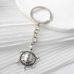 Keychains Lanyards Fashion Alloy Metal Turtle Ocean Animals Longy Lived Key Rings For Women Men Friendship Gift Handsbag Decoration Bijoux Q240403