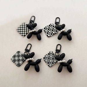 Keychains Lanyards Fashion Balloon Dog Keychain Acryl Rubber Rubber 3D Exit Telefoon Keyring Car Pendant Cartoon Keyring Diy Gift J240509