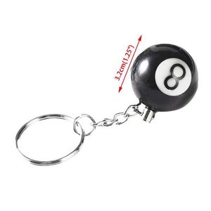 Keychains Lanyards Fashion Creative Billard Pool Keychain Table Ball Ball Anneau Lucky Black No.8 Chain de clé 32 mm Resin Ball Jewelry Gift