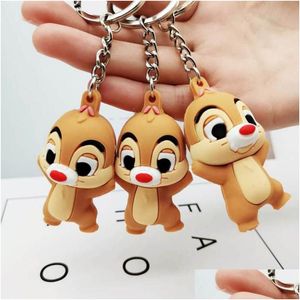 Porte-clés Longes Mode Mignon 3D Porte-clés Écureuil Anneau Cadeau Pour Femmes Filles Sac Pendentif Porte-clés Bijoux Drop Delivery Accessor Ot6S8