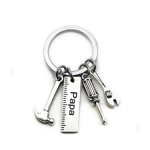 Porte-clés Longes Mode Papa Lettres Creative Marteau Tournevis Clé Porte-clés Sac À Main Décor Gland Suspendu Pendentif Fête des Pères Dhz7C