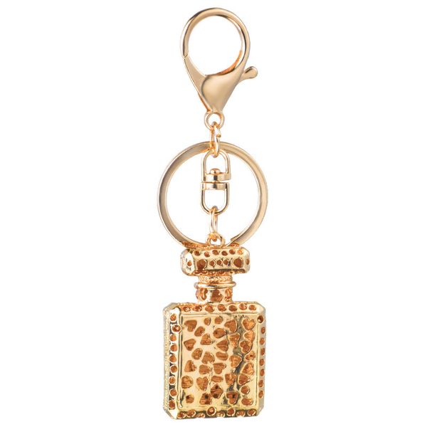 Porte-clés longes design de mode porte-clés bouteille de parfum porte-clés pour femmes créatif cristal strass diamant métal voiture porte-clés chaîne sac pendentif cadeau g